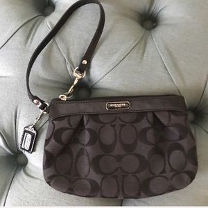 Authentic Coach Black Logo Wristlet Wallet